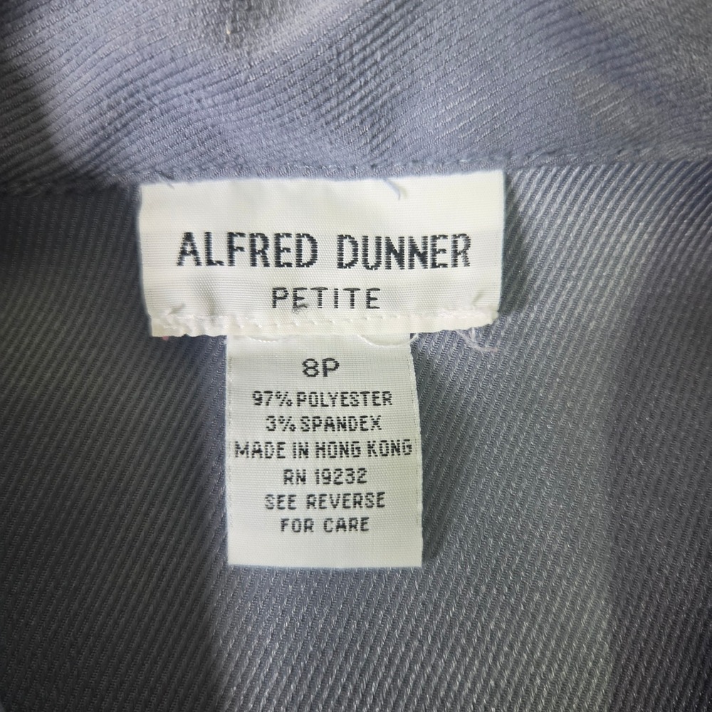 Alfred Dunner Petite Womens 8P Blue Floral Embroidered Zip Front Ribbed Jacket - Picture 2 of 6